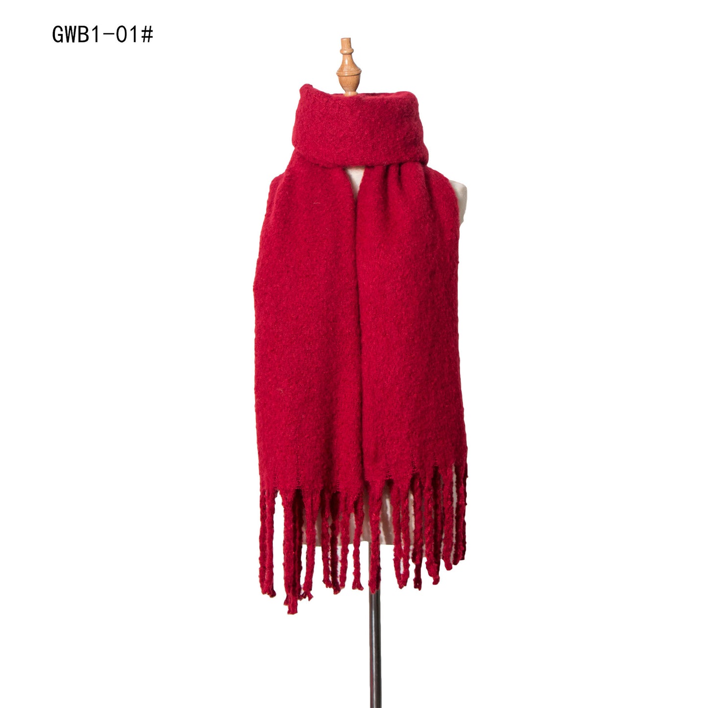 Autumn Winter Thick Tassel Circle Sand Solid Color Scarf Women Thickened