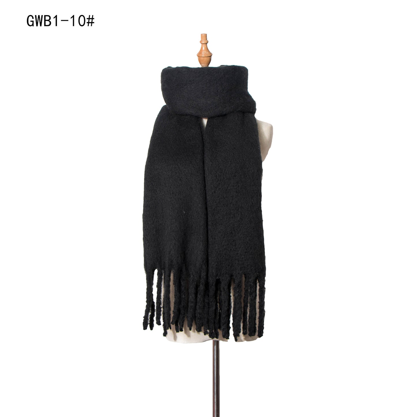 Autumn Winter Thick Tassel Circle Sand Solid Color Scarf Women Thickened