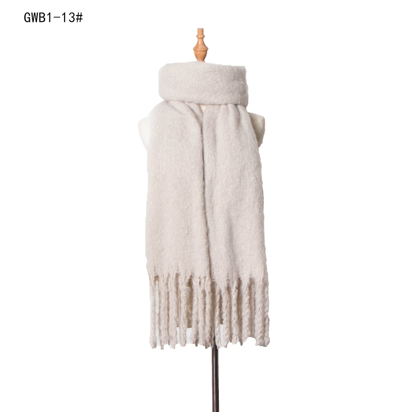 Autumn Winter Thick Tassel Circle Sand Solid Color Scarf Women Thickened