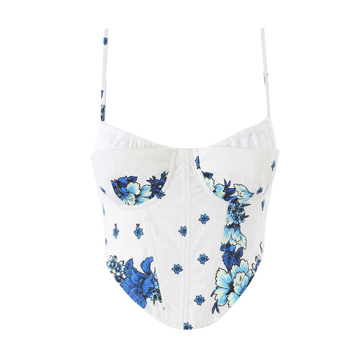 Women Clothing Summer Blue White Porcelain Positioning Printing Top Blue White Porcelain Positioning Printing Trousers
