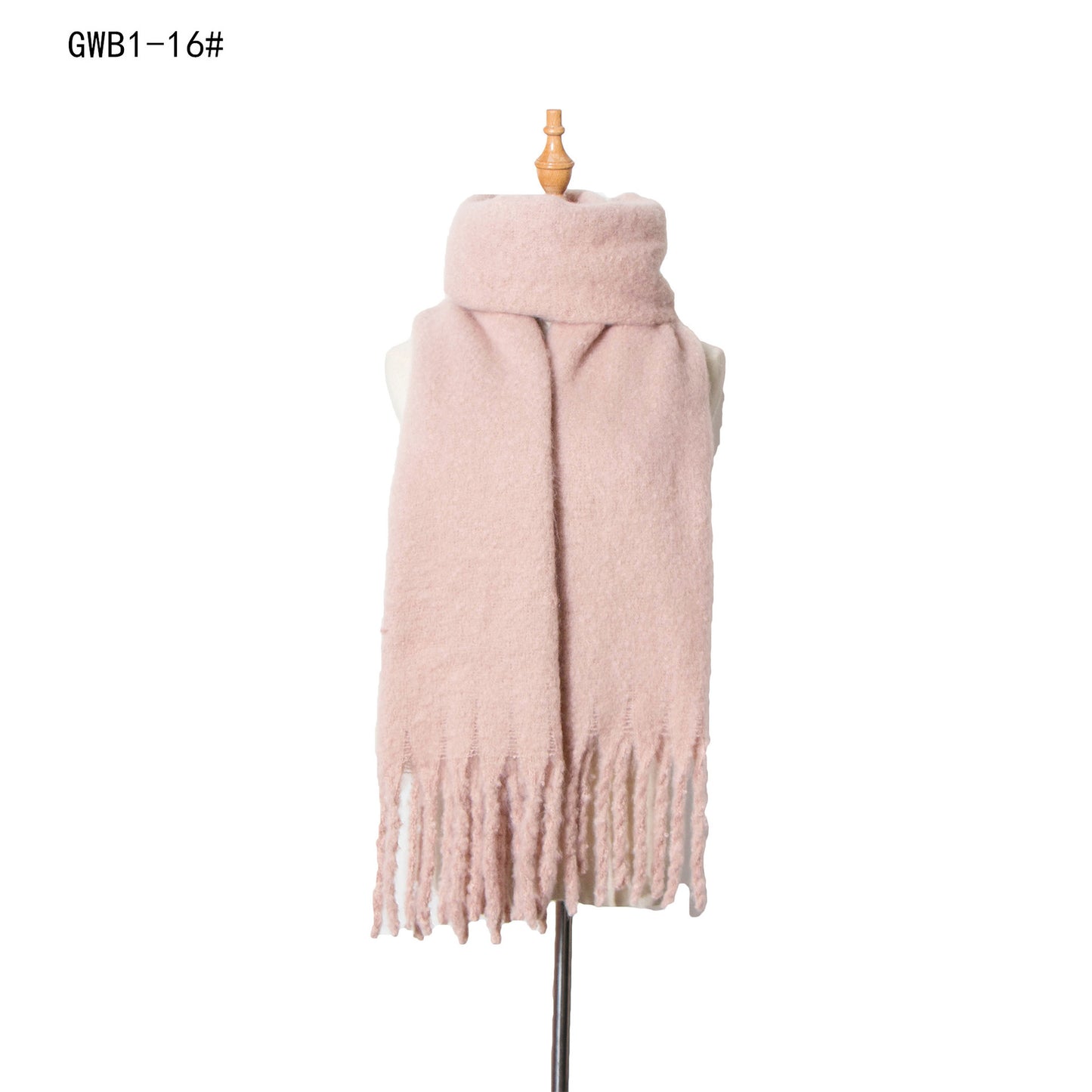 Autumn Winter Thick Tassel Circle Sand Solid Color Scarf Women Thickened