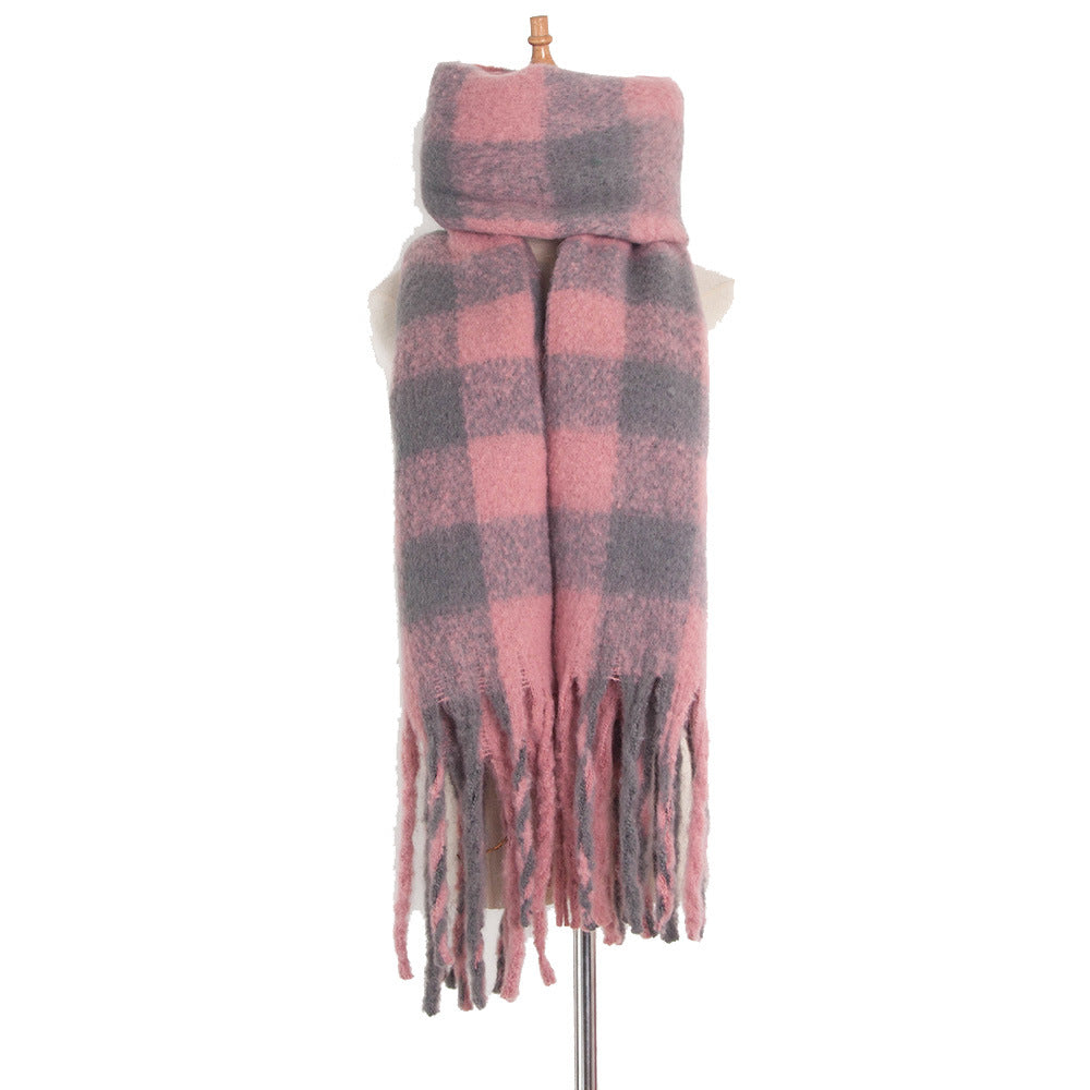 Sciarpa scozzese spessa con nappa spessa, autunno inverno, cerchio, sabbia, treccia spessa, treccia spessa per barba, scialle con bavaglino 