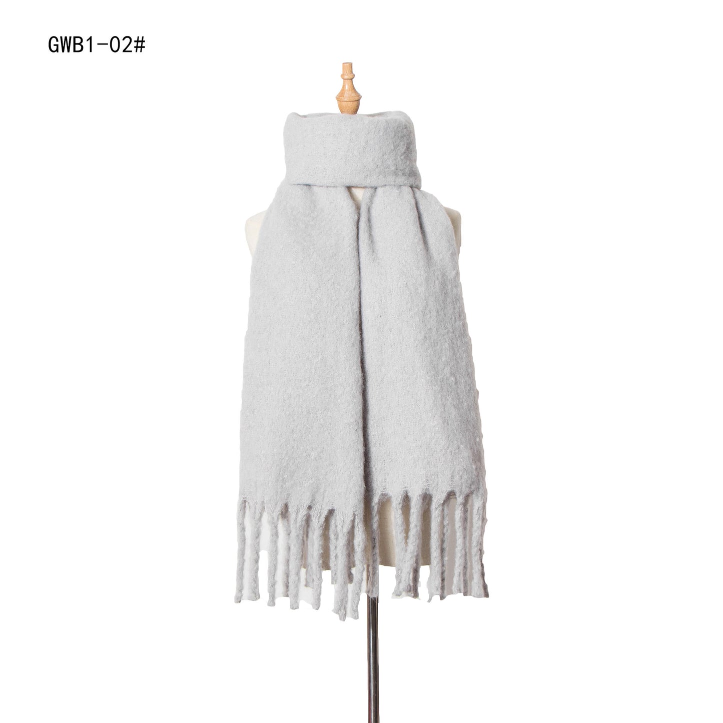 Autumn Winter Thick Tassel Circle Sand Solid Color Scarf Women Thickened