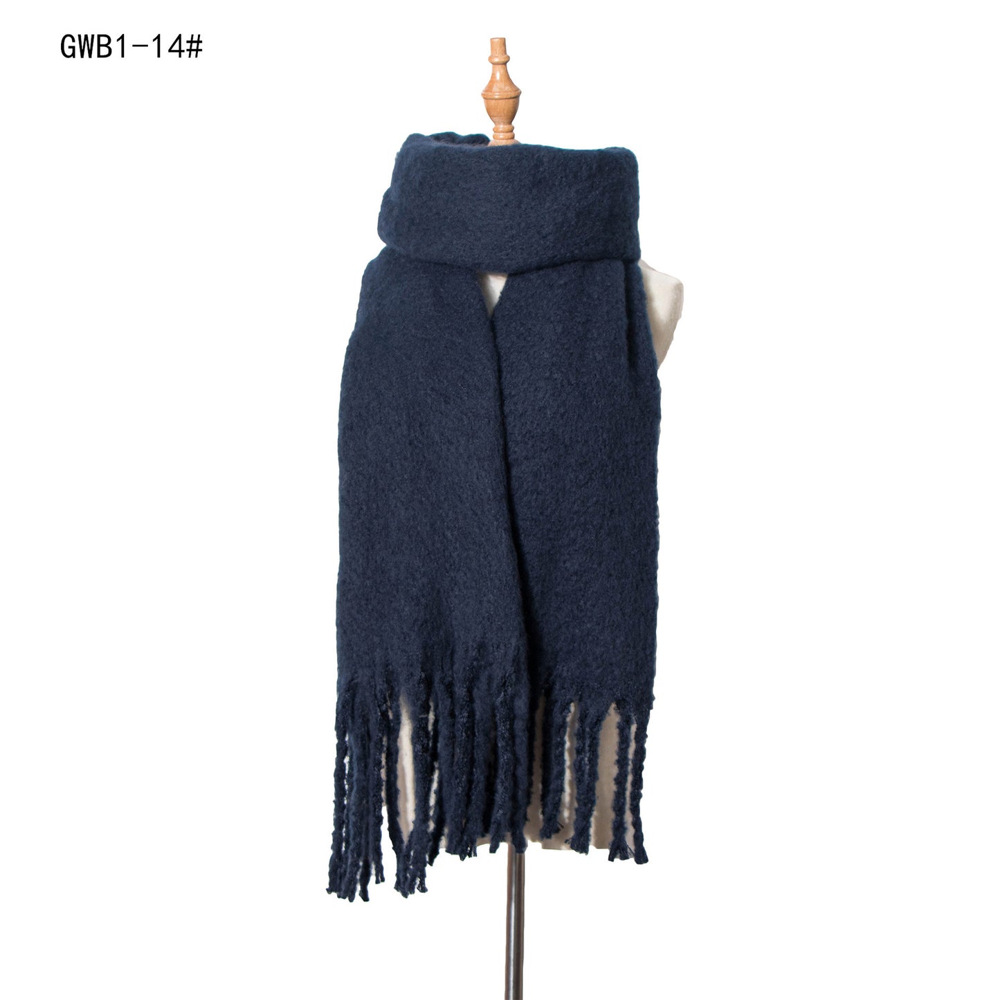 Autumn Winter Thick Tassel Circle Sand Solid Color Scarf Women Thickened