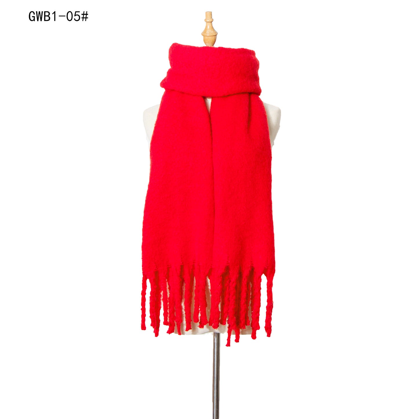 Autumn Winter Thick Tassel Circle Sand Solid Color Scarf Women Thickened