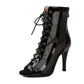 Scarpe da ballo con tacco alto, cinturino, scarpe da ballo elastiche, stivali bassi, sandali estivi con punta aperta