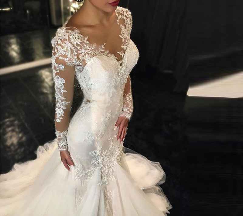 Mariangela Trailing White Temperament Wedding Dress