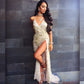 Sexy Women Clothing V neck Backless Slit Sling Gold Sequ Dress Maxi Dress Summer