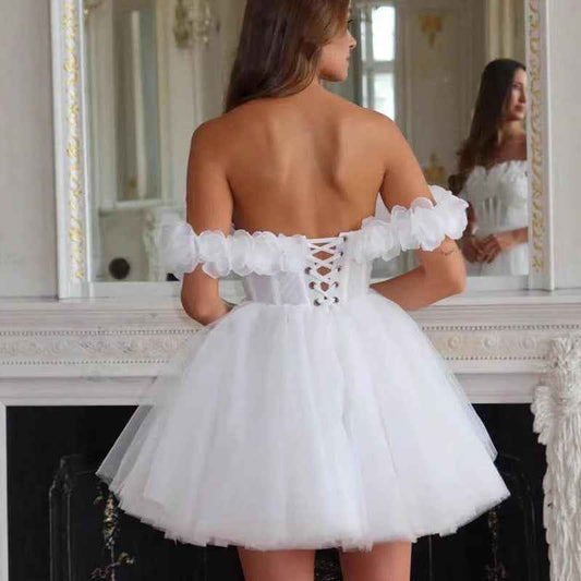 Ginevra Lace Off-shoulder Mini Wedding Dress