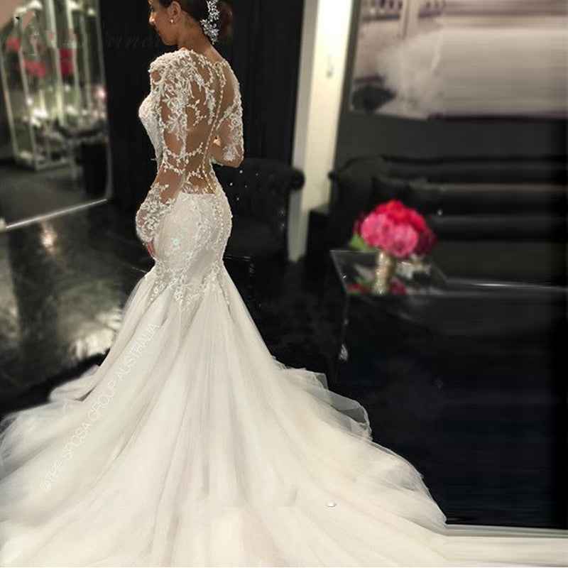 Mariangela Trailing White Temperament Wedding Dress