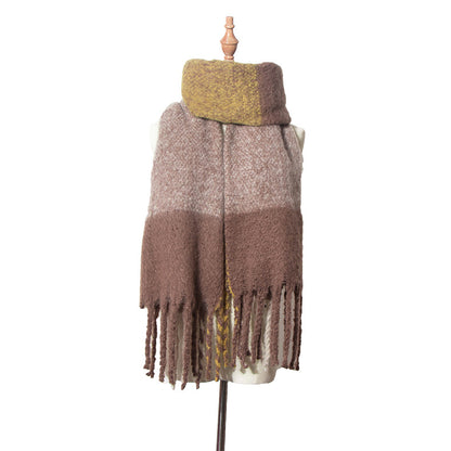 Thick Tassel Thick Braid Ring Sand Plaid Scarf Autumn Winter Thickening Double Sided Stitching Scarf Shawl
