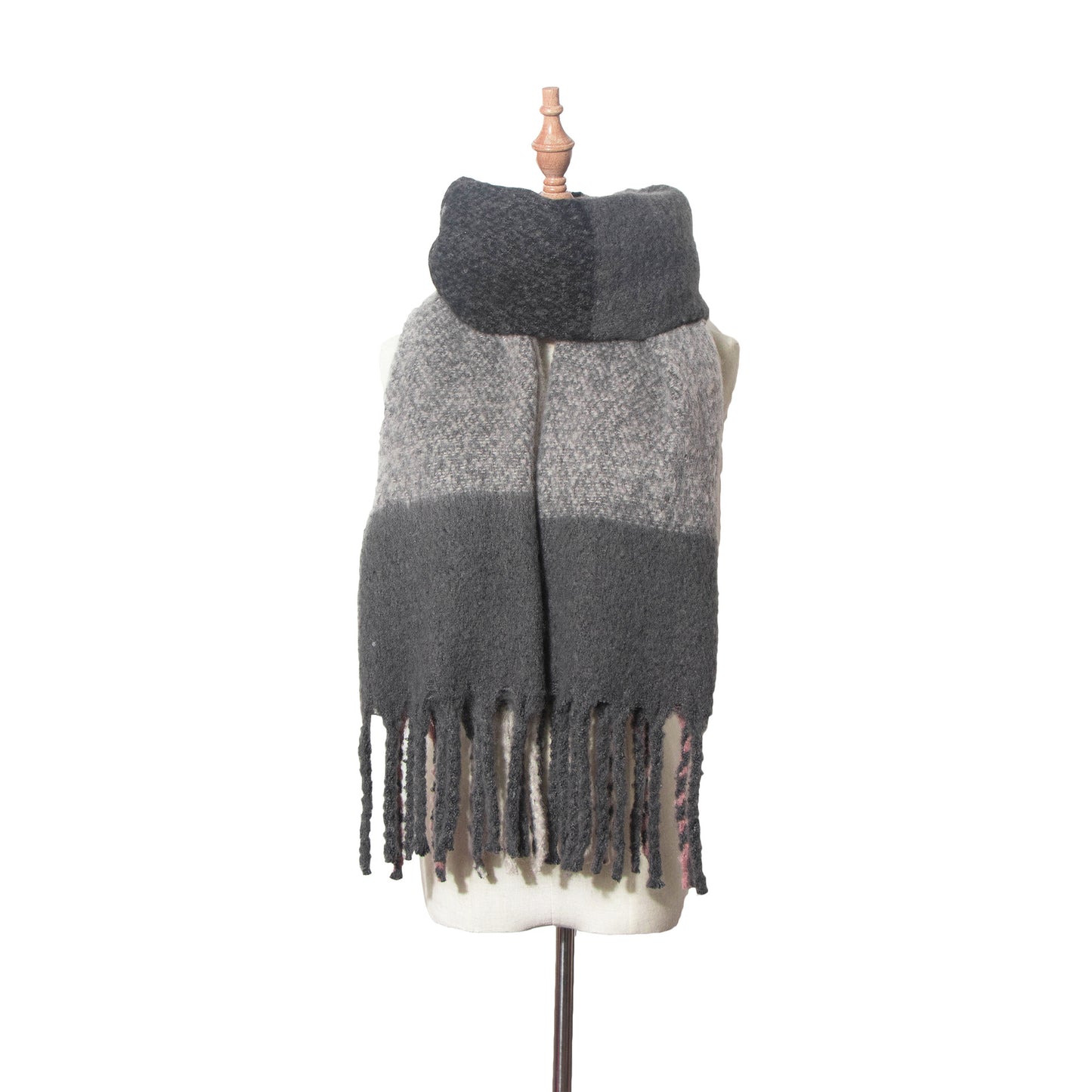 Thick Tassel Thick Braid Ring Sand Plaid Scarf Autumn Winter Thickening Double Sided Stitching Scarf Shawl