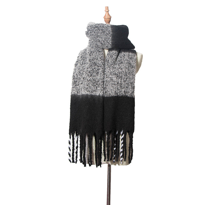 Thick Tassel Thick Braid Ring Sand Plaid Scarf Autumn Winter Thickening Double Sided Stitching Scarf Shawl
