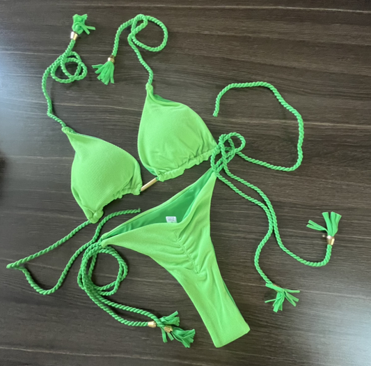 Bikini Special Solid Color Braid Rope Swimsuit Multicolor Bikini