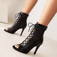 Scarpe da ballo con tacco alto, cinturino, scarpe da ballo elastiche, stivali bassi, sandali estivi con punta aperta