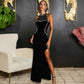 Sexy Sleeveless Split Dress Diamond Maxi Dress Evening Dress Women