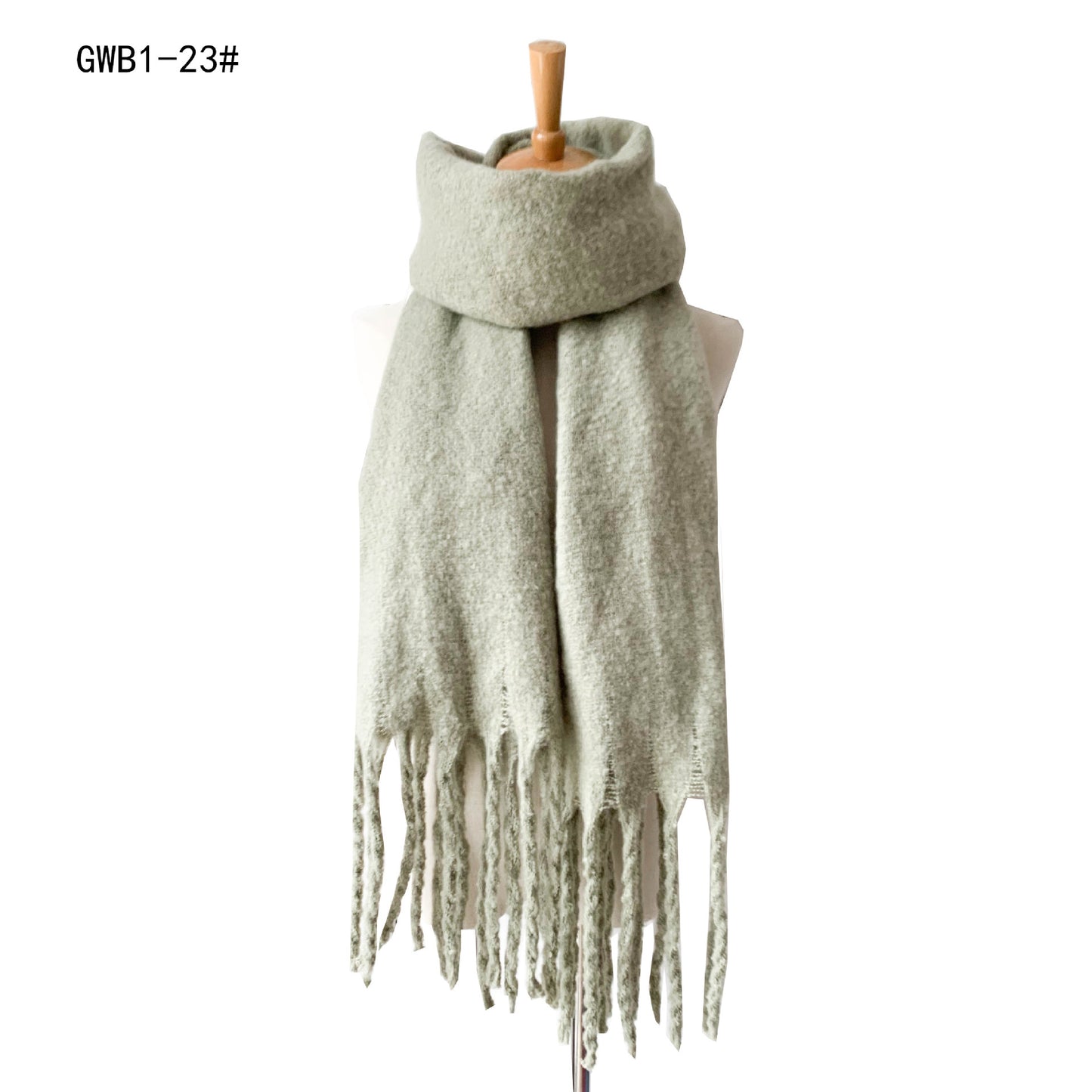 Autumn Winter Thick Tassel Circle Sand Solid Color Scarf Women Thickened