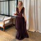Anna Sleeveless Deep V Plunge Chiffon Evening Dress
