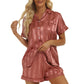 Jacquard Satin Homewear Pajamas Women's Suit Short Sleeve Shorts