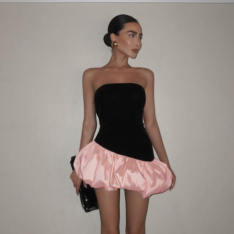 Milano Suede Nuvola Tube Top Puffy Short Party Dress