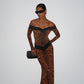 Veronica Leopard Print Off-Shoulder Party Dress