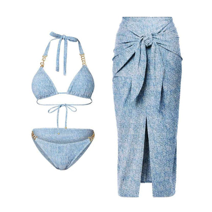 Amalfi Coast Italian Style Bikini Triangle Sexy Denim Printing