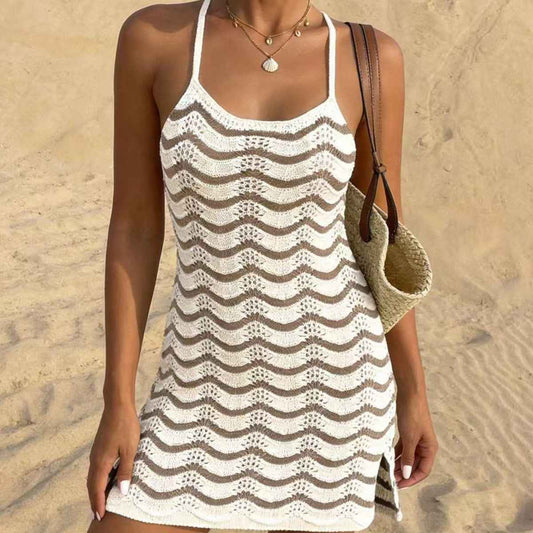 Women’s Striped Cut-Out Mini Beach Dress