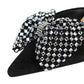 Super Large Rhinestone Bow Pointed Slip on Side Hollow Out Cutout Suede Pumps Women