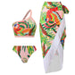 Maillot de bain rétro fendu trois pièces maillot de bain jupe de plage à lacets