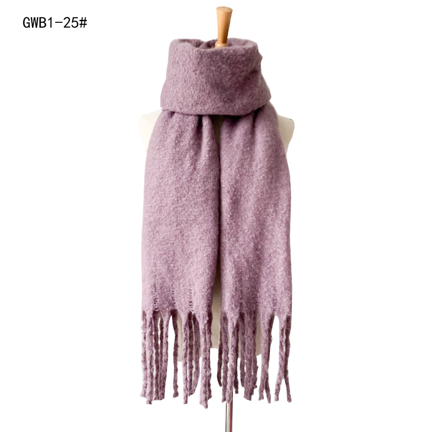 Autumn Winter Thick Tassel Circle Sand Solid Color Scarf Women Thickened