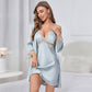 Romantica & Ice Silk Long Sleeve Sexy Lace Cutout Nightdress Suit