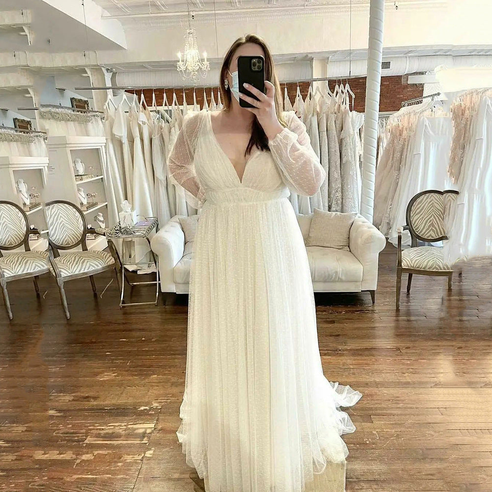 Anna Long Sheer Mesh Maxi Wedding Dress