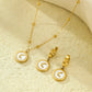 18K Stainless Steel Shell Moon Necklace Niche Retro Easy Matching Embellished Titanium Steel Necklace Earrings