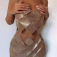 Sexy Backless Sheath Scale Sequined Bar Prom Suspender Skirt Set