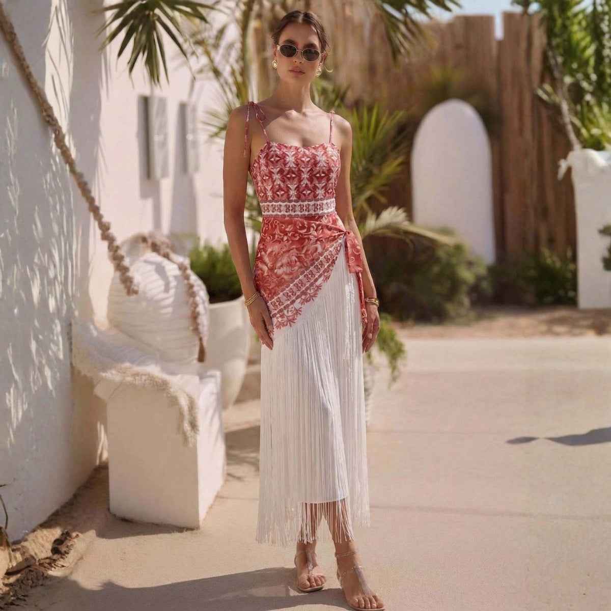 Swimsuit Ethnic Tassel One Piece Swimsuit Women Wrap Skirt Sets