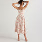 Women  Clothing Sexy Backless Slim Fit Strap Dress Vacation Floral Split Mid Length Dress