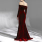 Serena Velvet Evening  Off Shoulder Dress