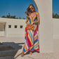 Print Sexy Suspenders Midi Dress Casual Holiday Women Dress Women