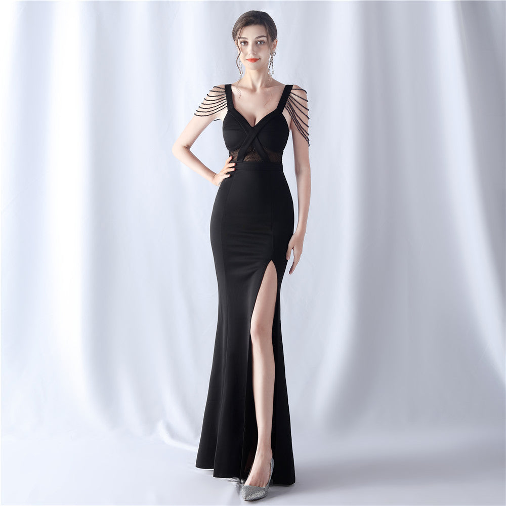 Cristiana Beaded Illusion Occasion Gown