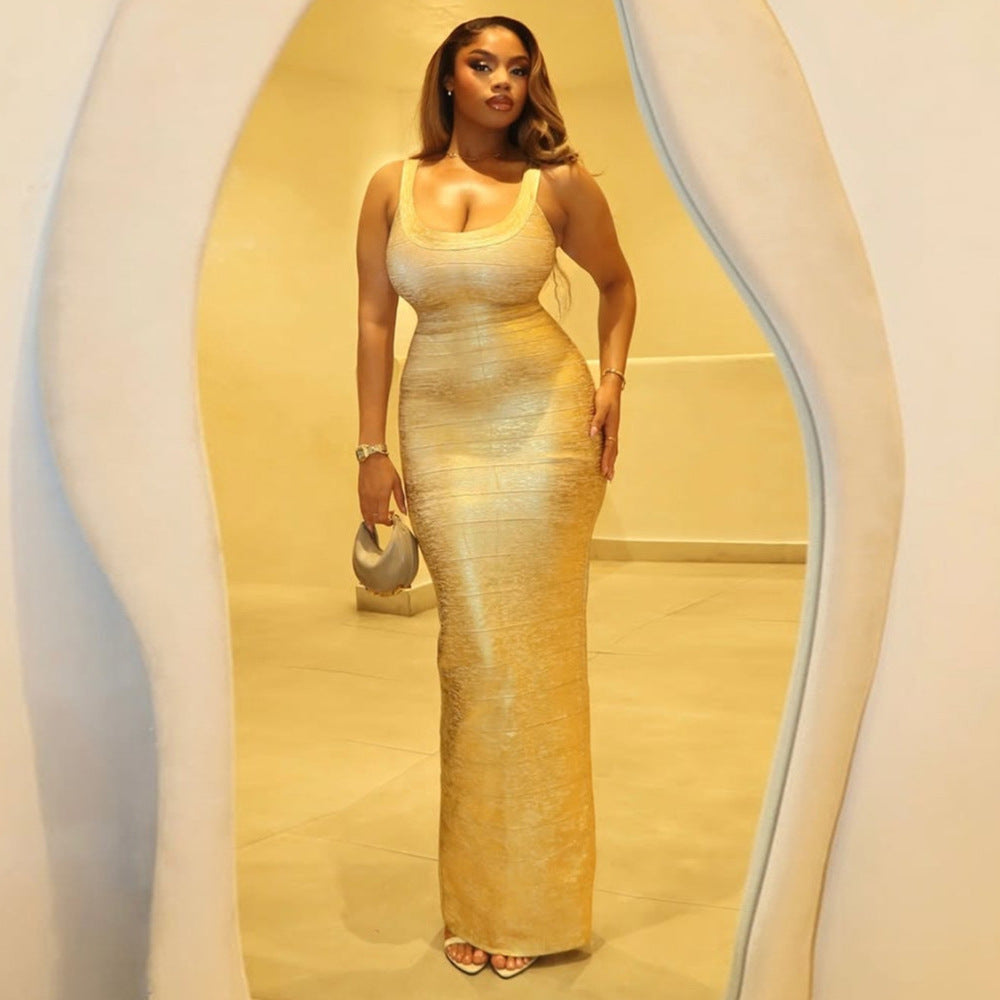 Veronica U Neck Sleeveless Bandage Maxi Evening Dress