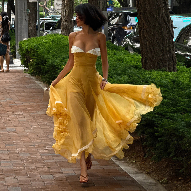 Nicole Irregular Asymmetric Cinched Slimming Cami Vacation Dress