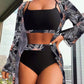 Swimsuit Women's Split Three Piece Suit High Waist Long Sleeves Blouse Shade Suit