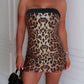 Sequined Leopard Print Women Color Matching Double Layer Tube Dress Sequin Hollow Out Cutout Sexy Elastic Hip