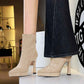 Chunky Heel High Heel Waterproof Platform Boots Women Pointed Toe Suede Stretch Single Boots Skinny Boots Nice Looking Short Boots