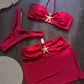 Sling Three Piece Sets Bikini Sexy Bikini Solid Color Split Swimsuit Bikini