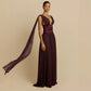 Anna Sleeveless Deep V Plunge Chiffon Evening Dress