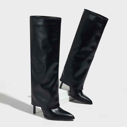 European Size Pointed Stiletto Heel Pants Knight Boots All Match Street Ankle Boots