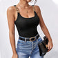 Sexy U Neck Sleeveless Strappy T shirt Slim Fit Backless Design Sleeveless Top for Women