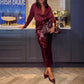 Spring Autumn Summer Party Shirt Two Piece Set Casual Loose Sequin Skirt Set