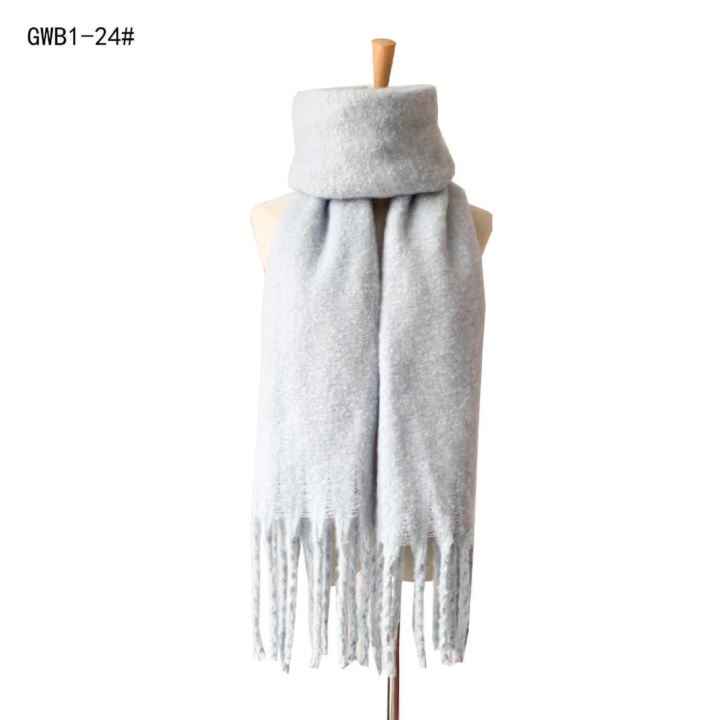 Autumn Winter Thick Tassel Circle Sand Solid Color Scarf Women Thickened